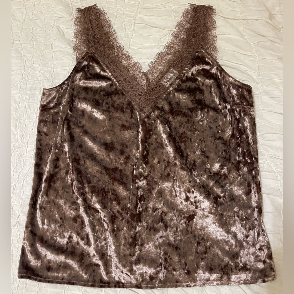Heartloom Crushed Velvet Lace Cami Tank - M
